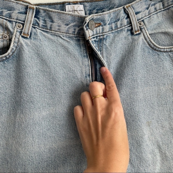 CALVIN KLEIN Vintage High Rise mom Jeans Size 16 light wash stone Union made 32 - Picture 6 of 11